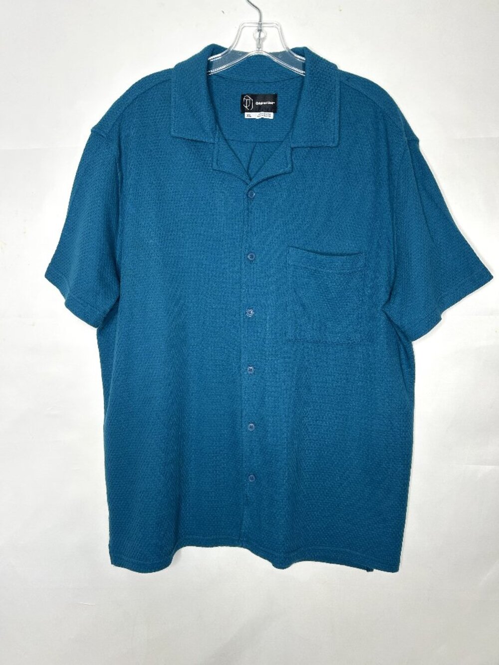 Original Use Men's Shirt sz XL Turquoise / Teal Textured Knit Button Down Casual